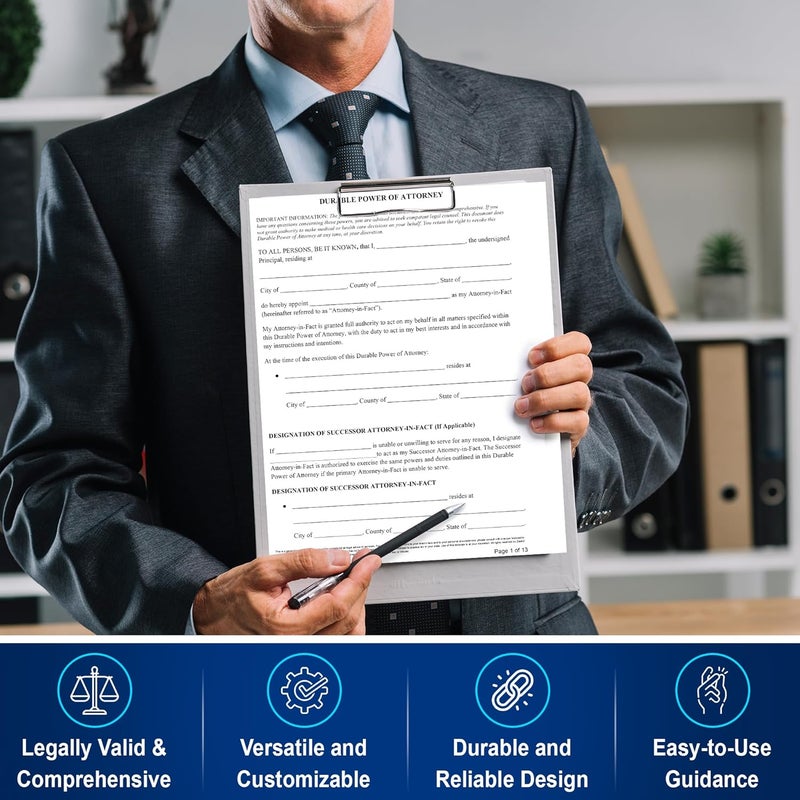 Zastic ! 2025 Durable Power of Attorney Forms Kit - Comprehensive Power of Attorney Form for Financial, Legal, and Personal Use – Includes 3 Blank Durable Power of Attorney Forms, Guide, & Envelopes - Image 4